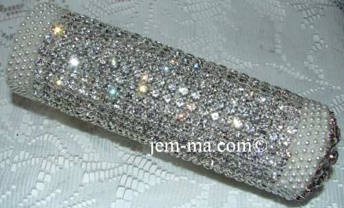 wedding silver hand bouquet holder for bride silver crystals