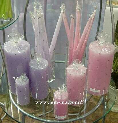 Pink and Lavender crystal candles