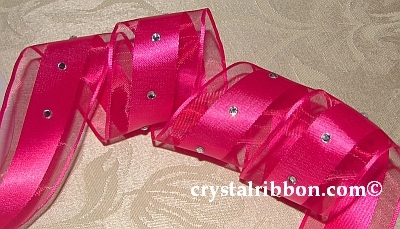 Crystal Ribbon in Hot pink ribbon and clear crystals