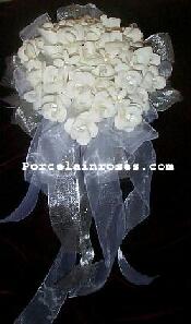 White Wedding Flowers #19 with Silver Ribbons