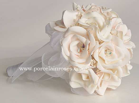 *Our Most Popular Bridal Bouquet*. Bi-color Pink & White (Bridal White)