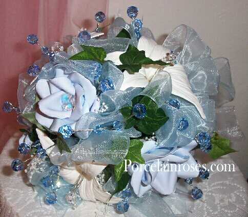 Tiger Lilies Rose Wedding Bouquet with crystal Stems Porc 403