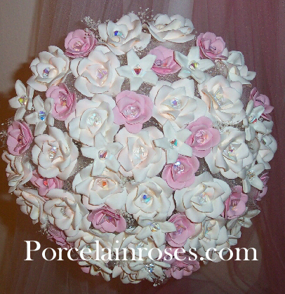 Assorted Rose and stephanotis wedding bouquet