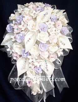 pink and lavender cascade wedding flowers #495