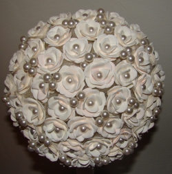 white rose with white pearls Wedding Bouquet #531
