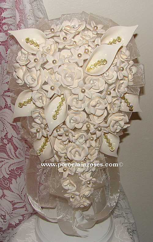 Cascade Wedding Flowers in Ivory