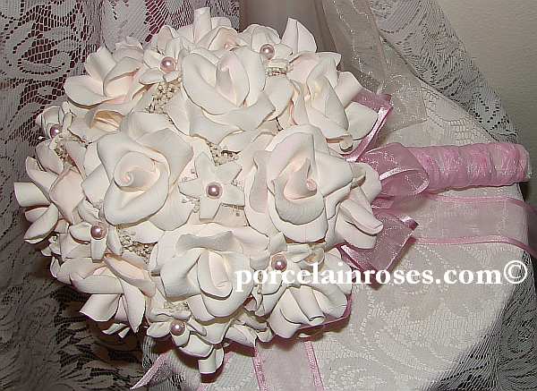 Roses Shown in Bridal White White Pink 75 size