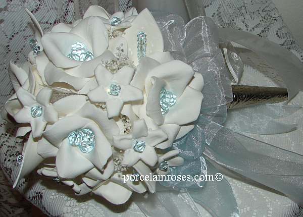 Ice blue wedding bouquet